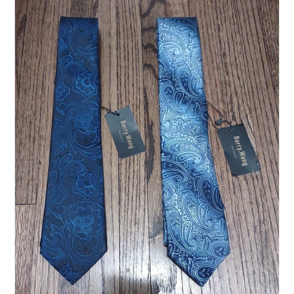 Barry.Wang 100% Silk Paisley Necktie Lot (2-Piece Set) NWT